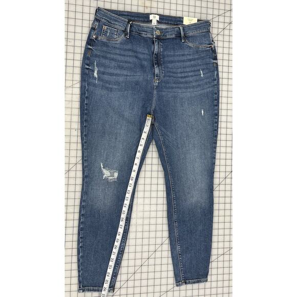 River Island Plus 18 Blue Jeans Skinny Ripped Distressed I4 - Picture 13 of 13